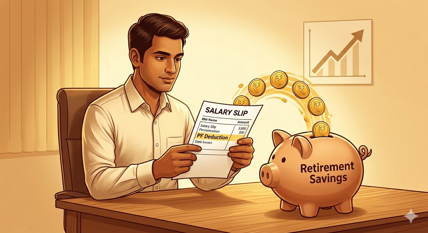 Indian salaried employee PF deduction salary retirement savings