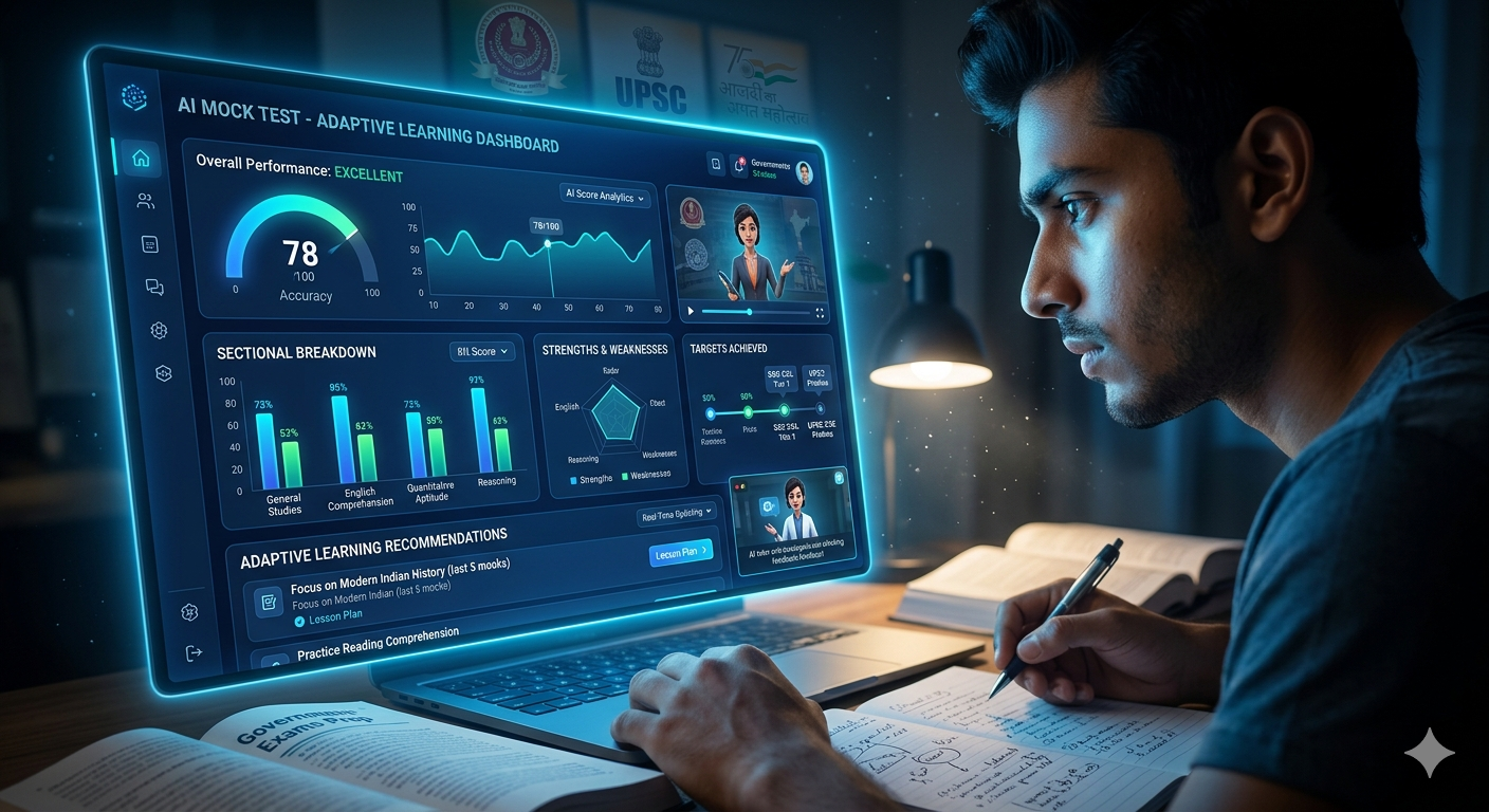AI mock test adaptive learning government exam India 2026