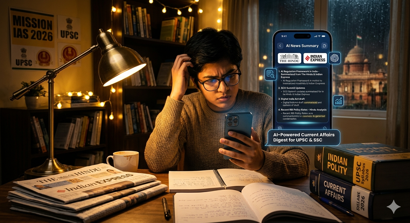 Current affairs AI tools UPSC SSC government exam India 2026