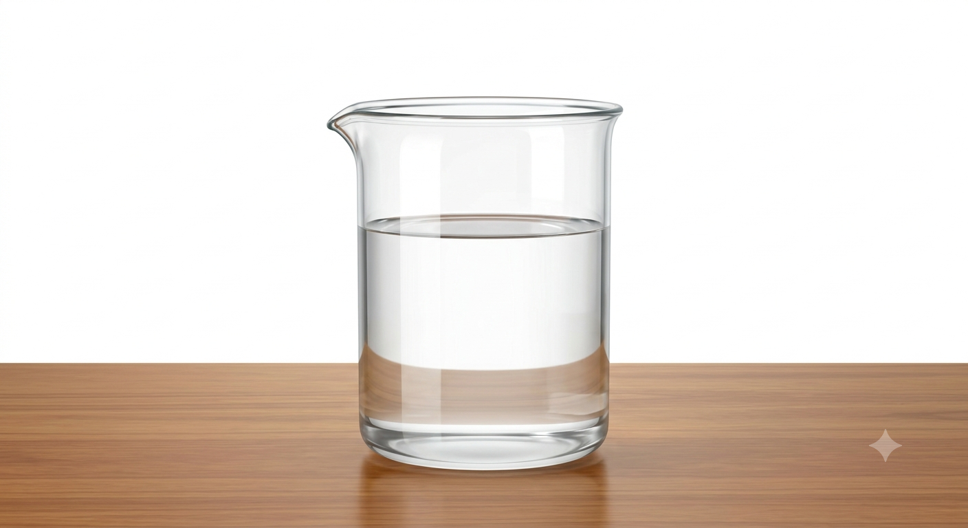 Homogeneous mixture — sugar solution in beaker