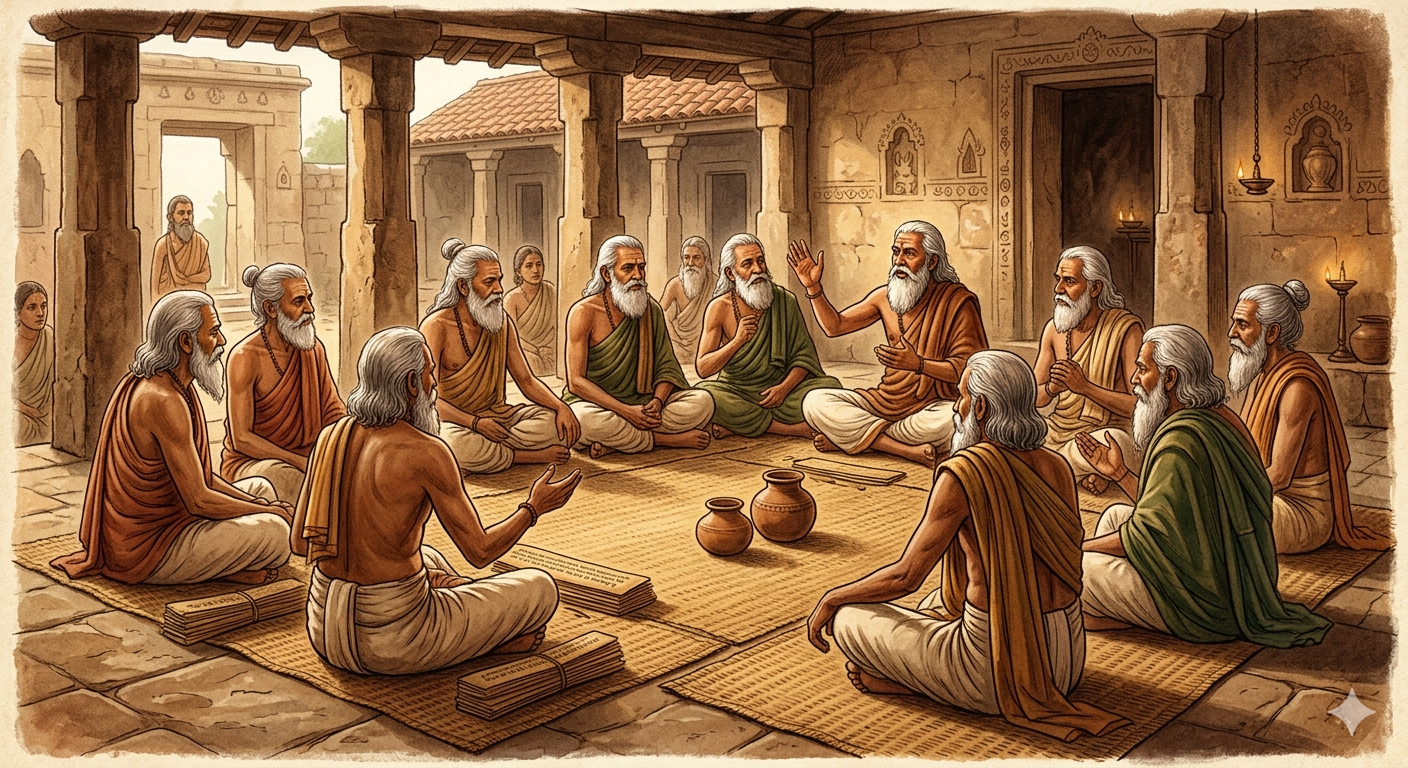 Ancient Indian assembly scene