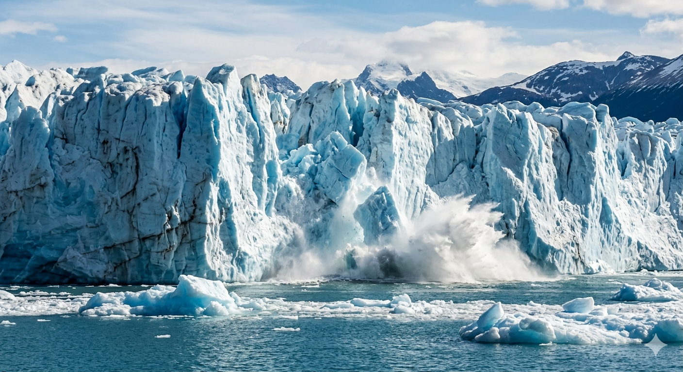 Melting glacier due to climate change