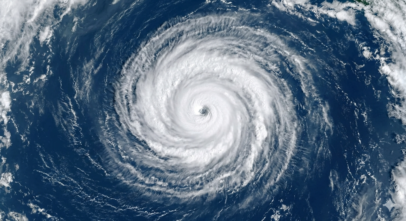Satellite view of cyclone over Bay of Bengal