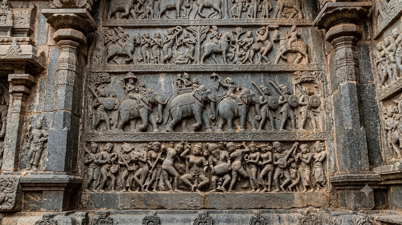 Vitthala temple stone carvings daily life