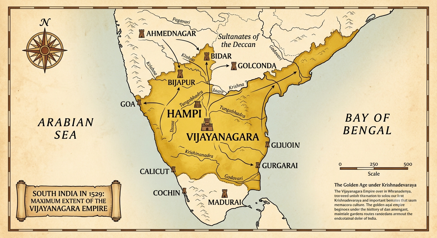 Vijayanagara Empire extent Krishnadevaraya
