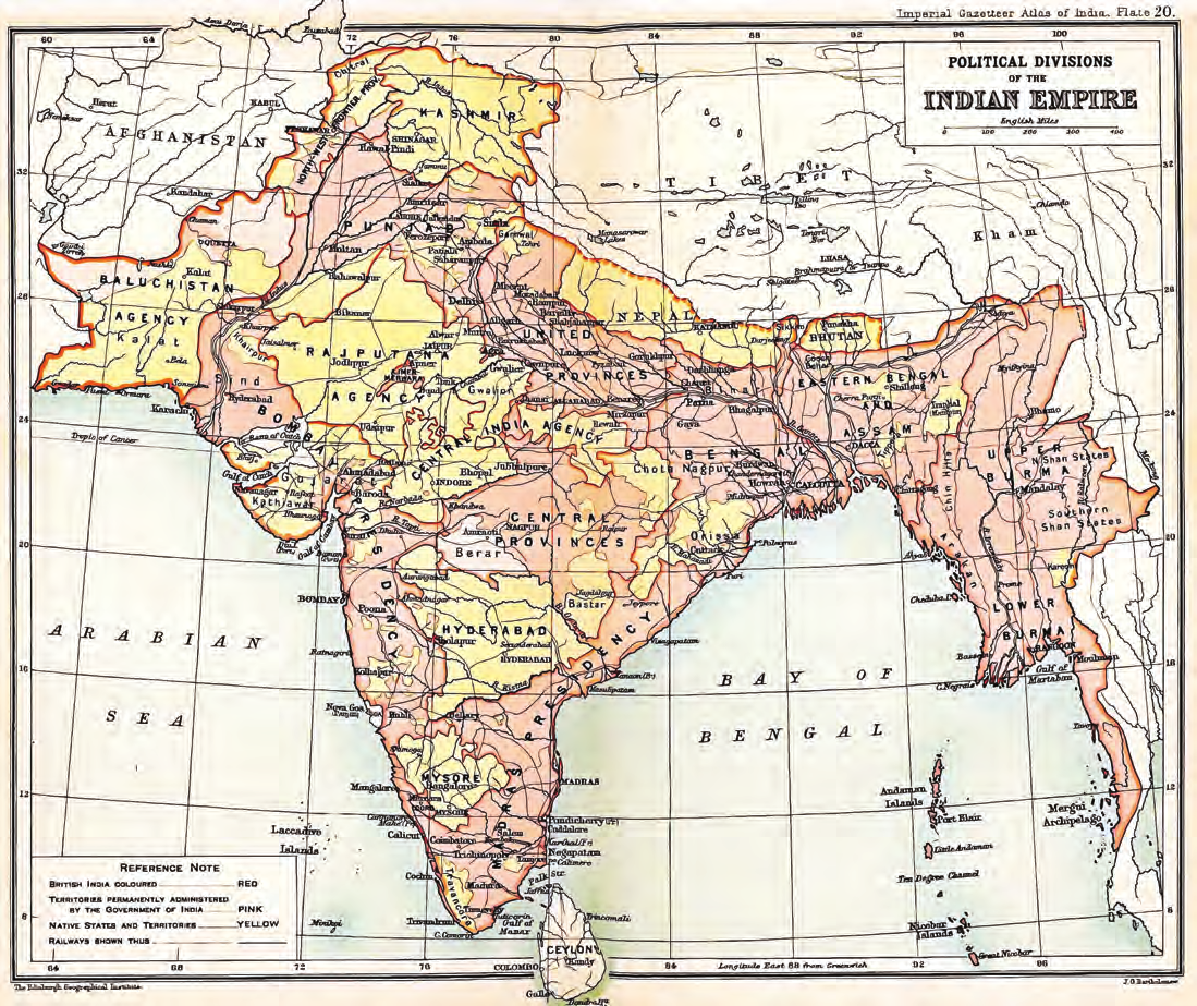 Map of British Indian Empire 1909