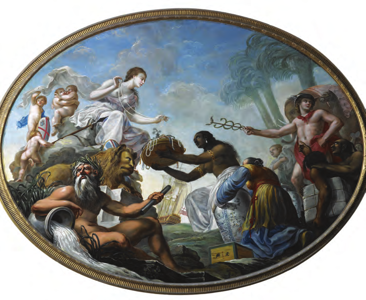 The East offering its riches to Britannia 1778 painting