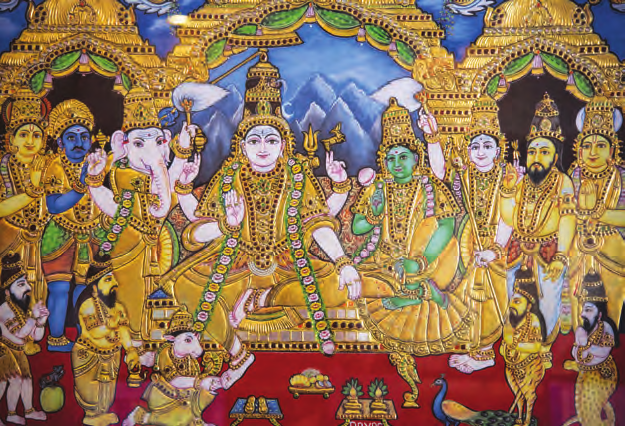 Traditional Thanjavur style painting with gold foil work