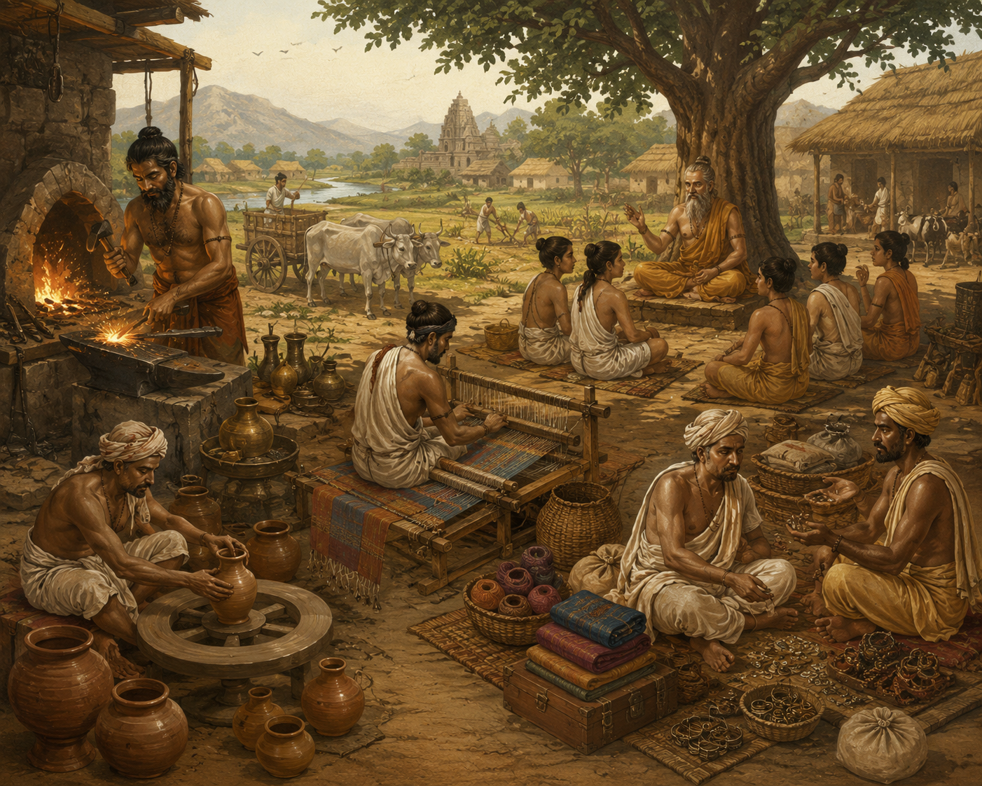 Ancient Indian occupations illustration
