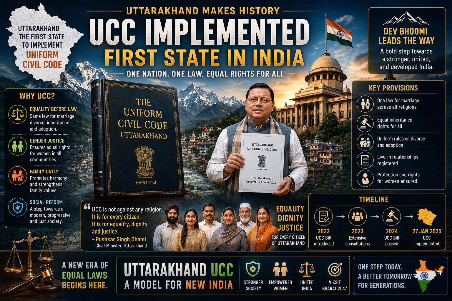 Uttarakhand UCC implementation first state India 2024