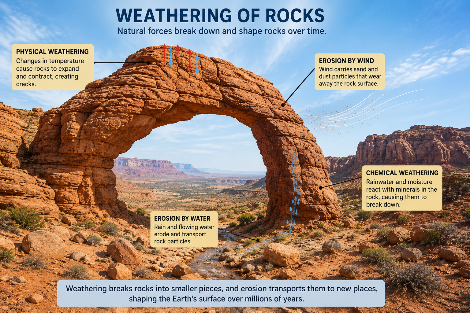 Effect of weathering and erosion on rocks