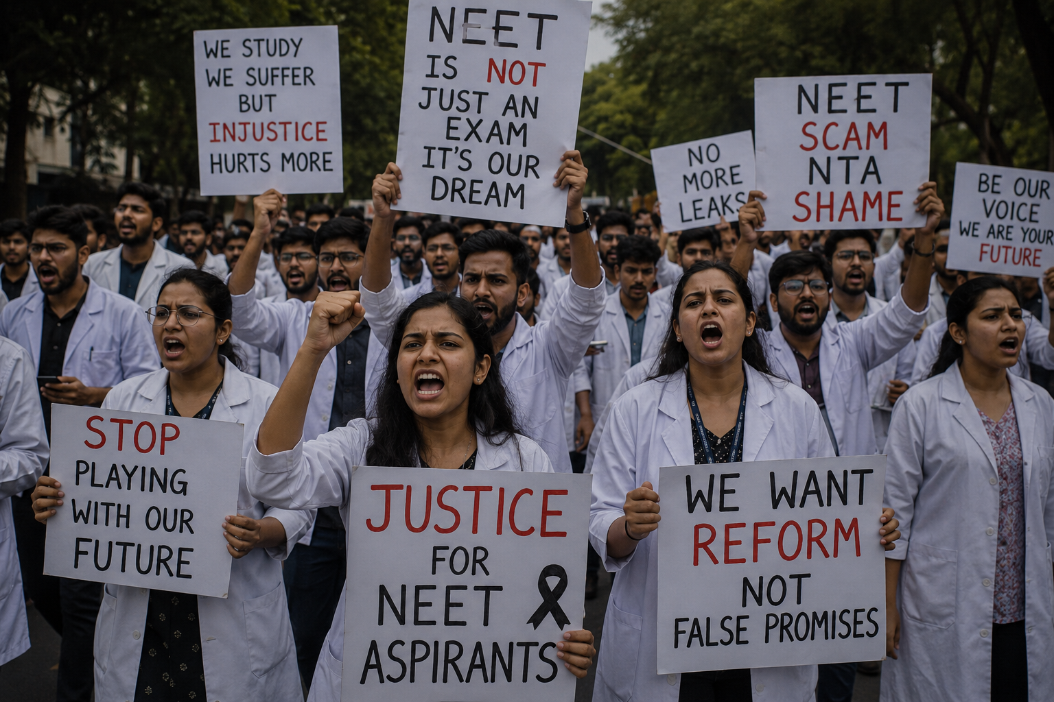Medical students India NEET reform demand protest 2026