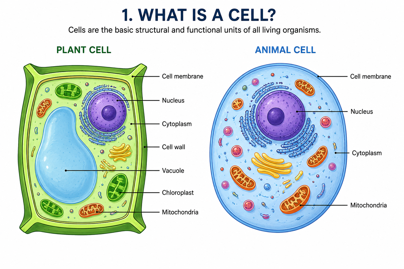 Plant cell and animal cell diagram