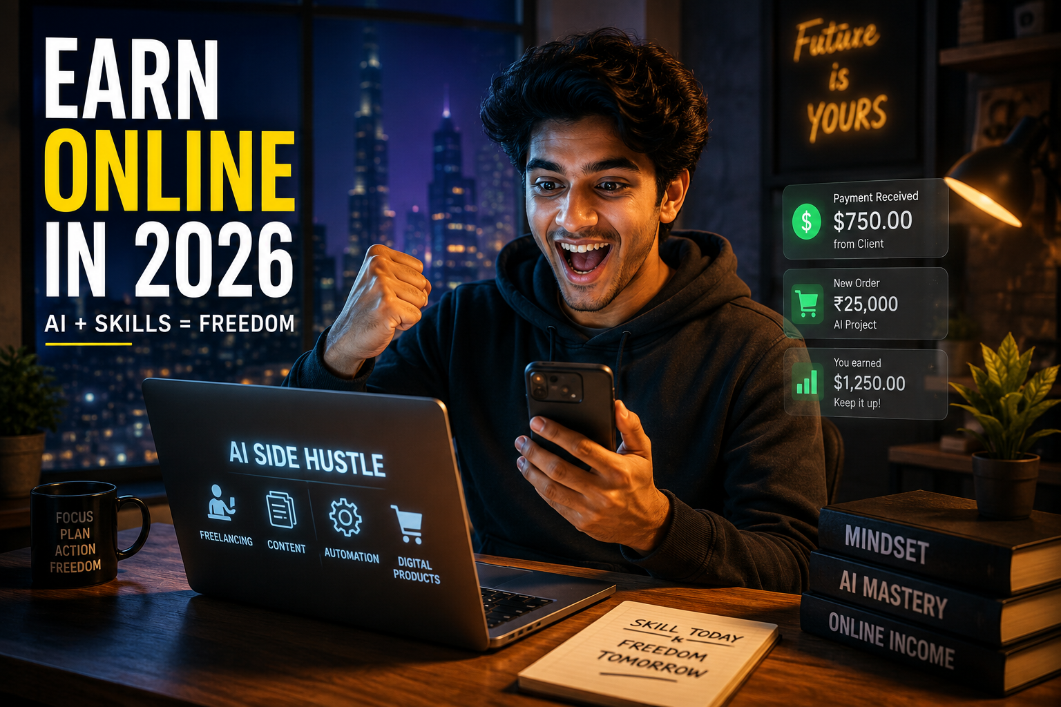 AI side hustles India 2026 earn money online