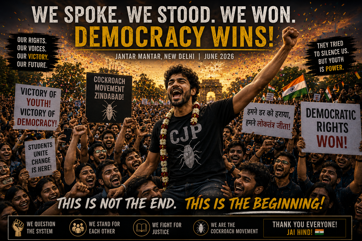 CJP protest victory democratic rights India youth Jantar Mantar 2026