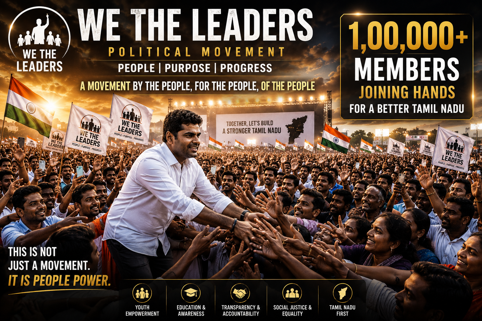 We The Leaders movement India one lakh members Tamil Nadu 2026