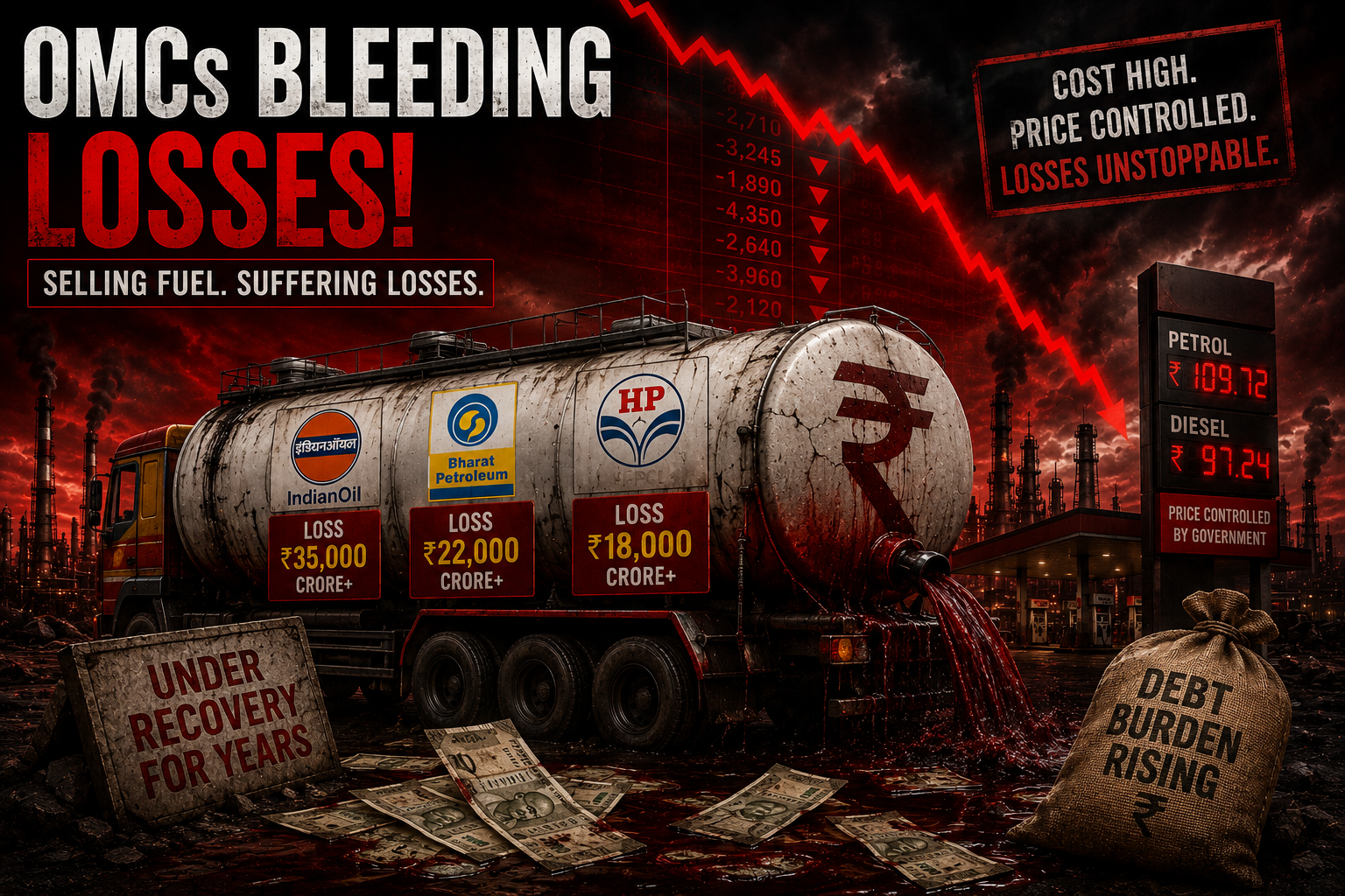 India OMC oil companies losses BPCL Indian Oil HPCL 2026