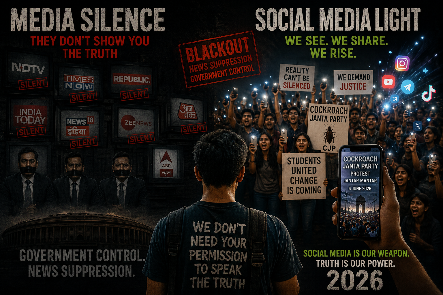 Indian mainstream media silence government control news blackout 2026