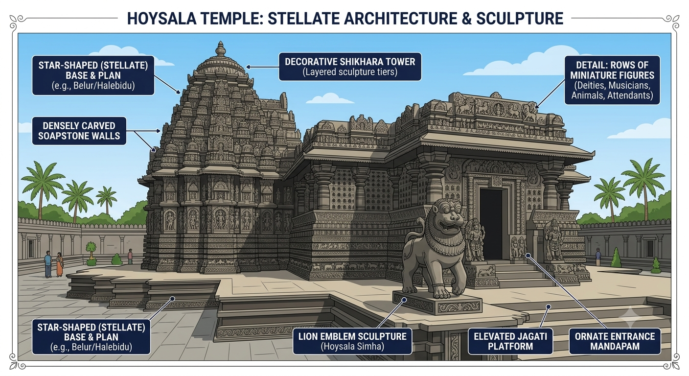 Hoysala temple with intricate carvings