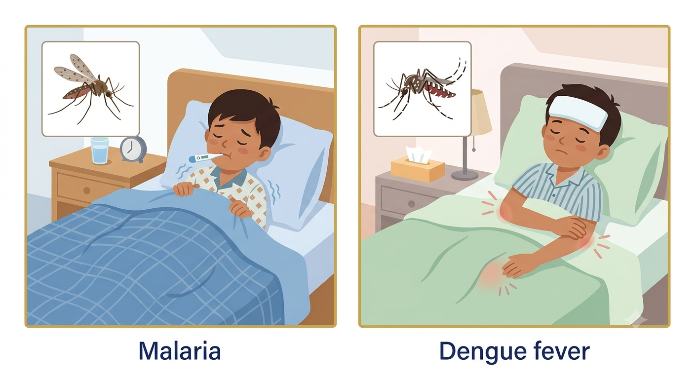 Diseases transmitted by insects - malaria and dengue fever