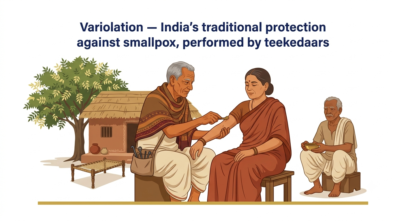 Variolation - India's traditional protection against smallpox performed by teekedaars