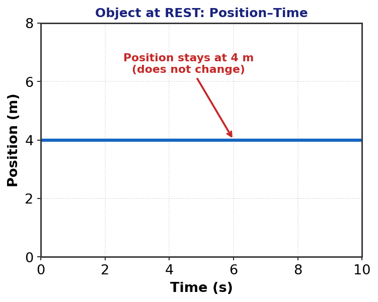 Object at rest position-time graph