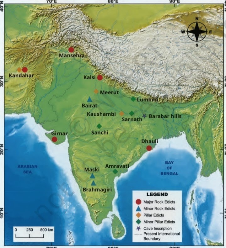 Map of Ashokan edict sites