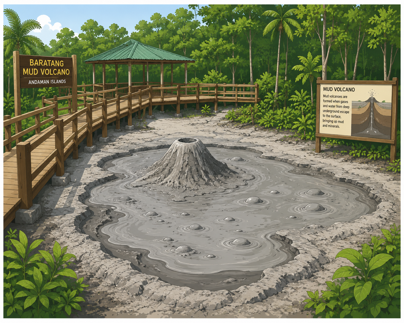 India's only mud volcano at Baratang in the Andaman and Nicobar Islands