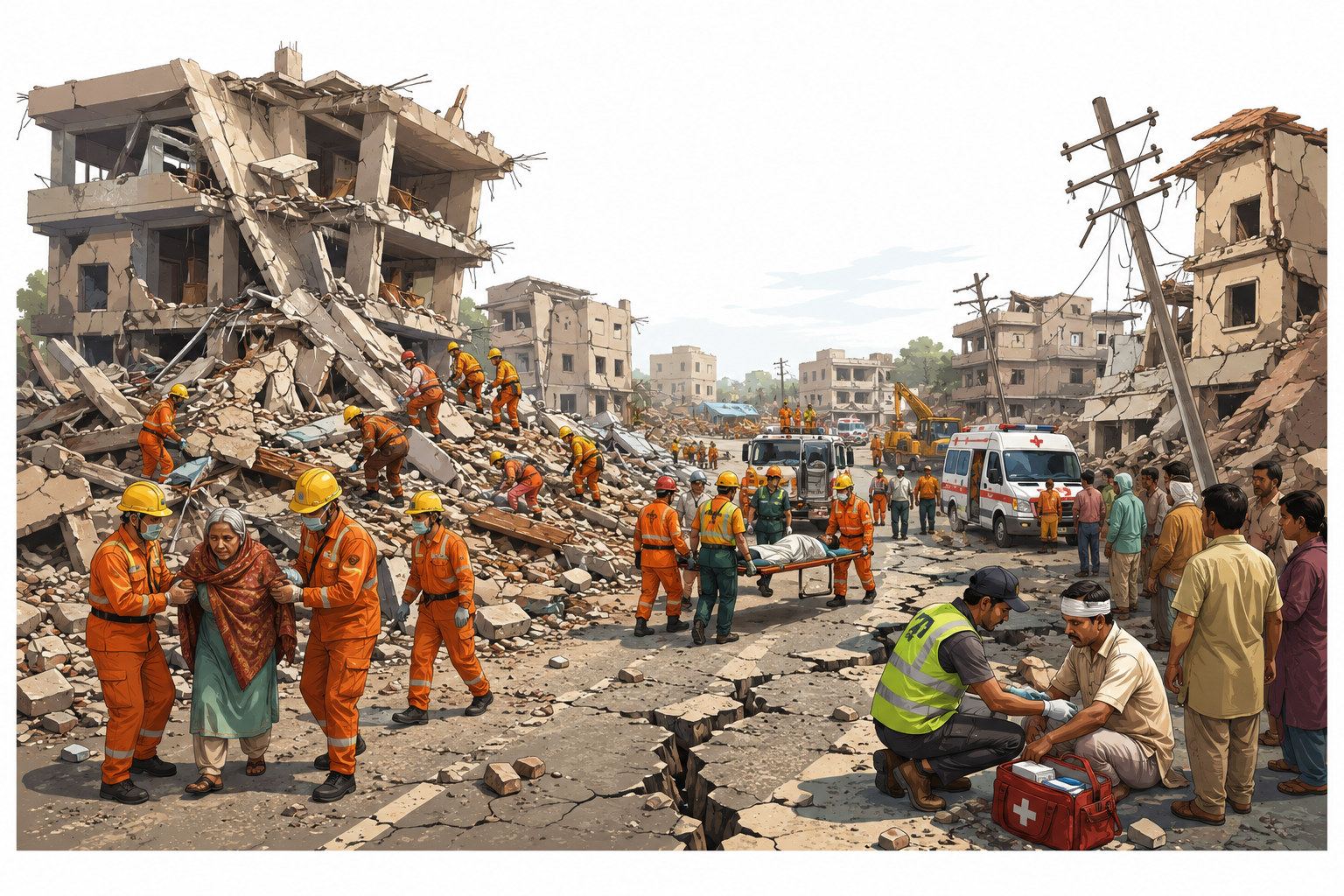 Extensive damage caused by the major earthquake in Gujarat in 2001