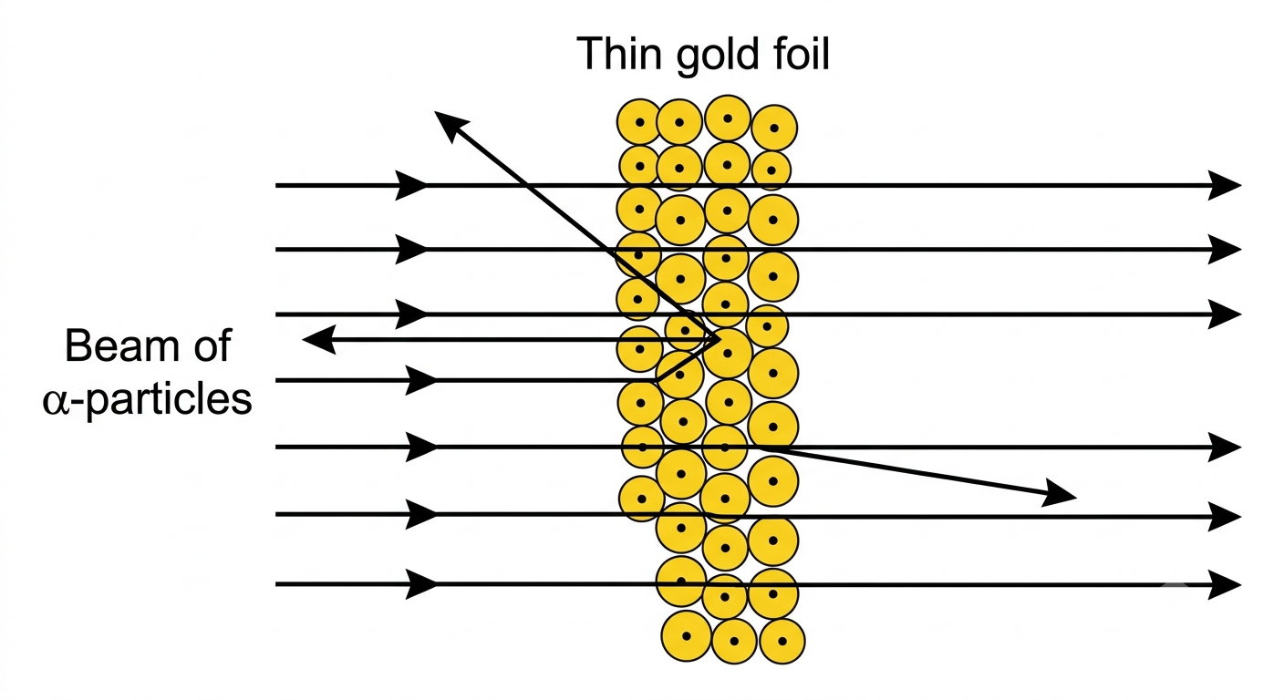 Schematic view of the gold foil experiment