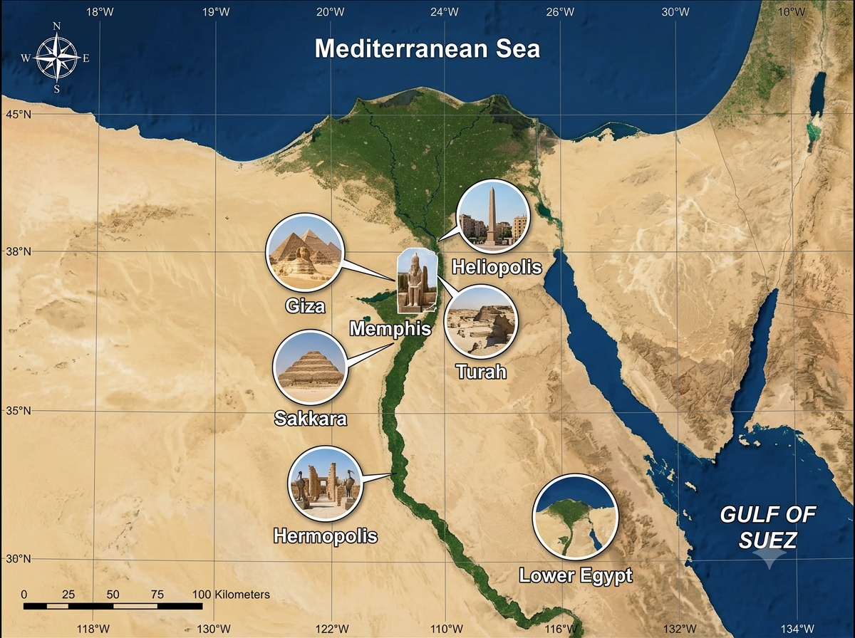 Map of the region in which the Egyptian civilisation flourished