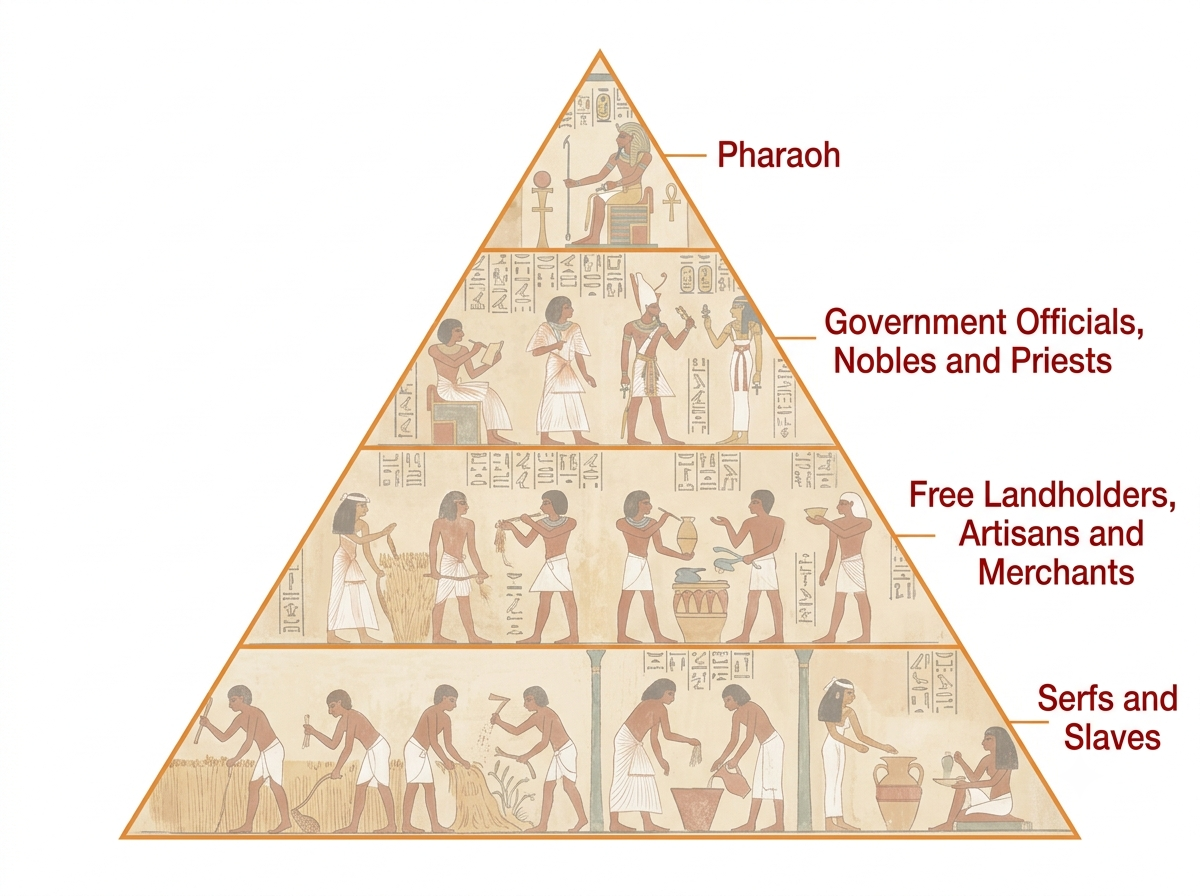 Social hierarchy pyramid of early Egypt
