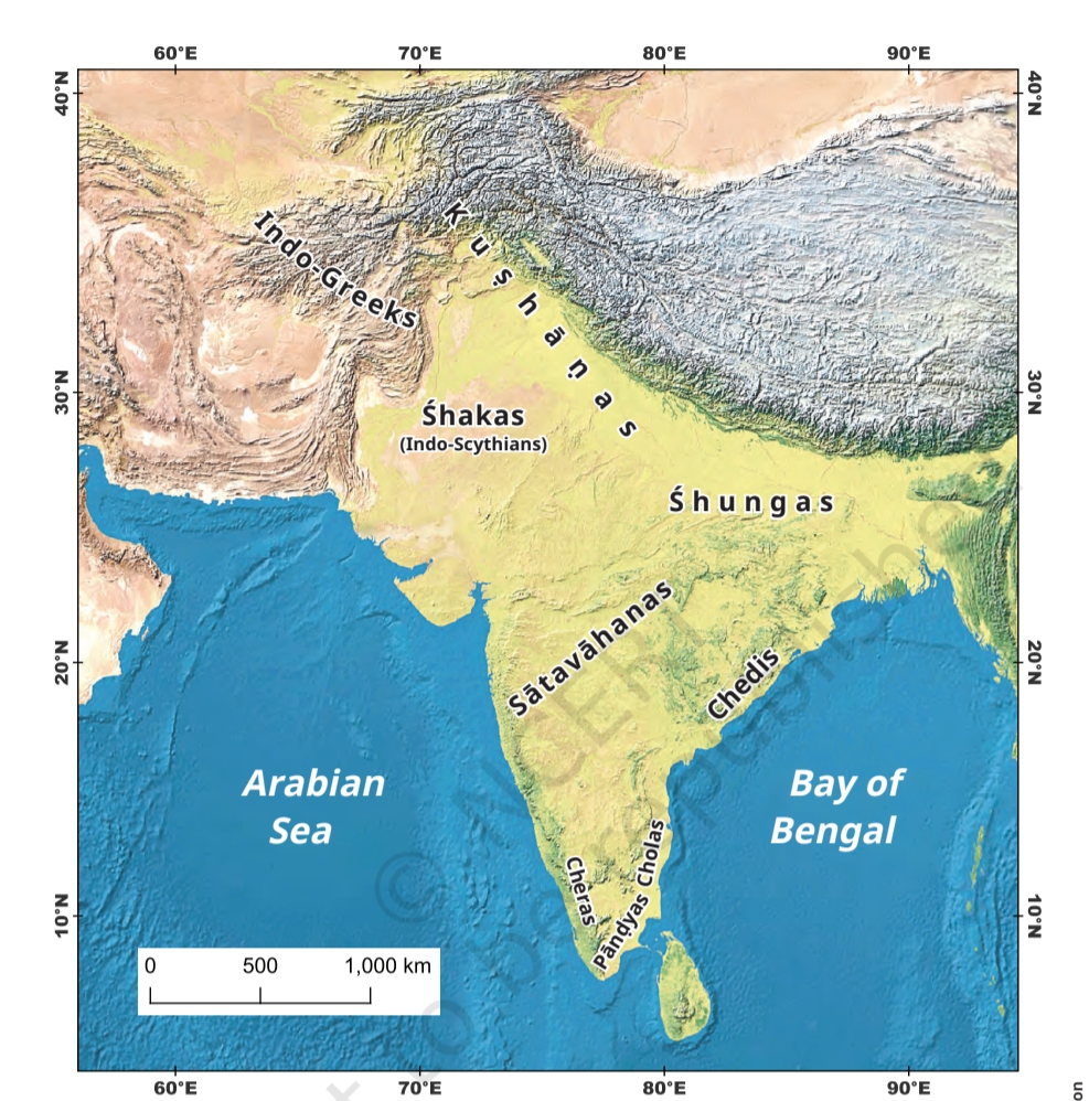 Map showing prominent dynasties of India during the age of reorganisation